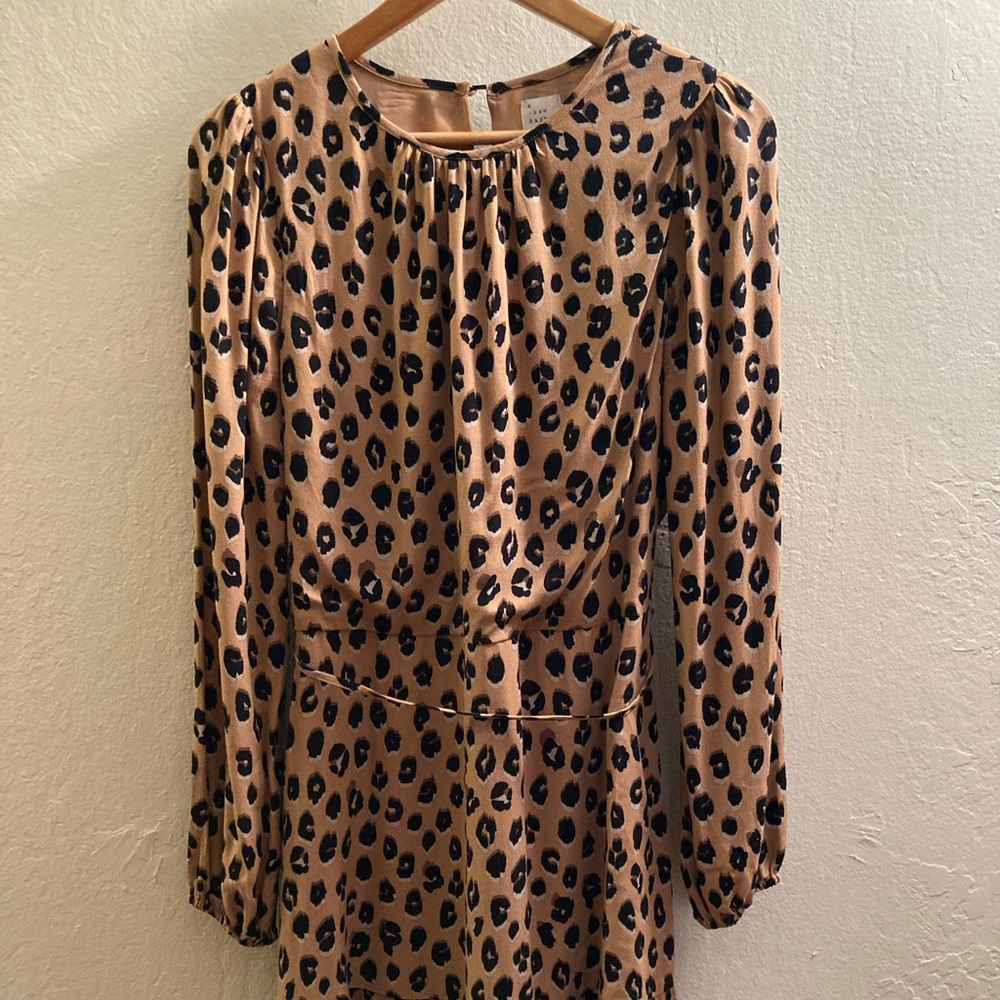 Long Sleeve Short Cheetah Print Dress